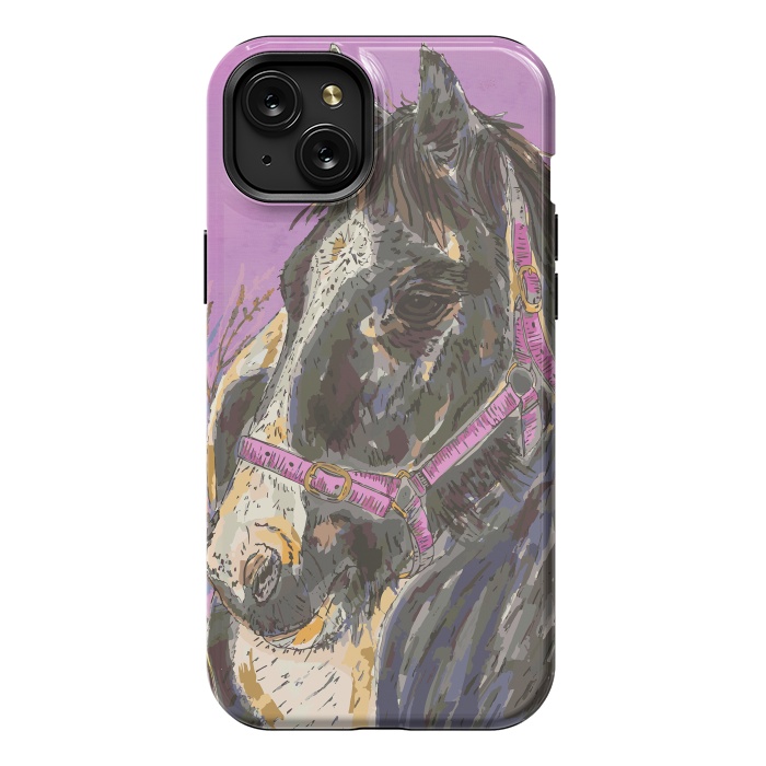 iPhone 15 Plus StrongFit Black and White Horse by Lotti Brown