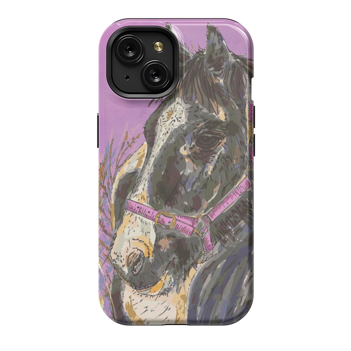 iPhone 15 StrongFit Black and White Horse by Lotti Brown