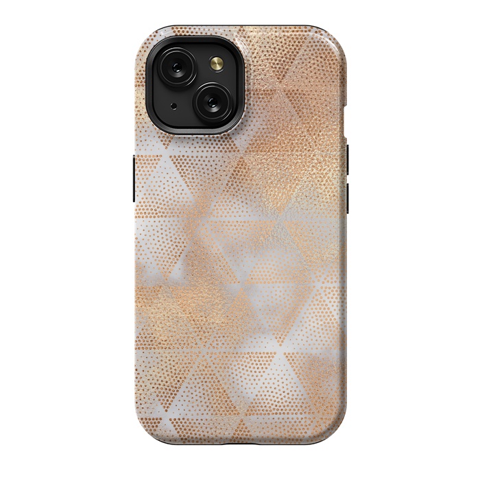 iPhone 15 StrongFit Rose Gold Marble Triangle Pattern by  Utart