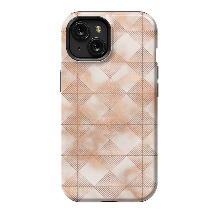 iPhone 15 StrongFit Abstract Minimalistic Rose Gold Marble Quadrangles  by  Utart