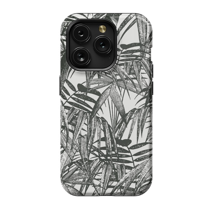 iPhone 15 Pro StrongFit Vintage Palm Leaves Black And White by Andrea Haase