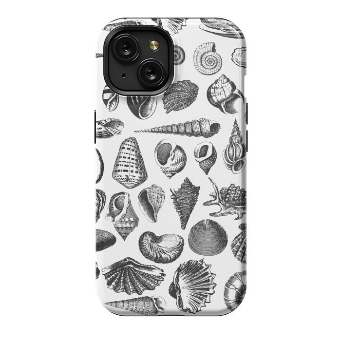 iPhone 15 StrongFit Vintage Seashell Collection Black And White by Andrea Haase