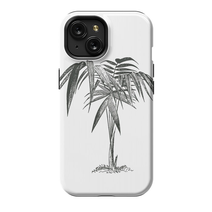 iPhone 15 StrongFit Black And White Vintage Palm Tree by Andrea Haase