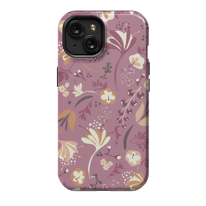 iPhone 15 StrongFit Beautiful Blooms on Plum by Paula Ohreen