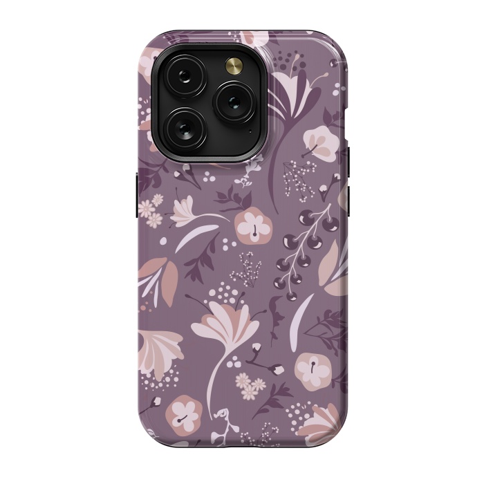 iPhone 15 Pro StrongFit Beautiful Blooms on Purple by Paula Ohreen