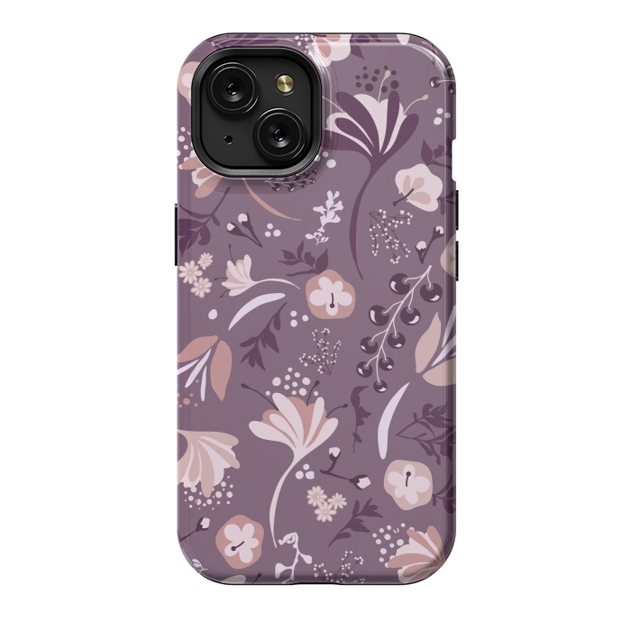 iPhone 15 StrongFit Beautiful Blooms on Purple by Paula Ohreen