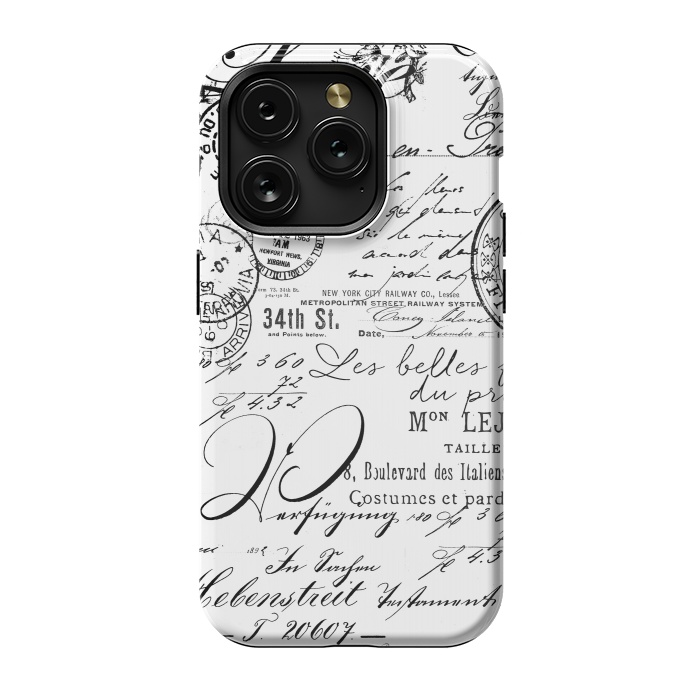 iPhone 15 Pro StrongFit Black And White Nostalgic Handwriting by Andrea Haase