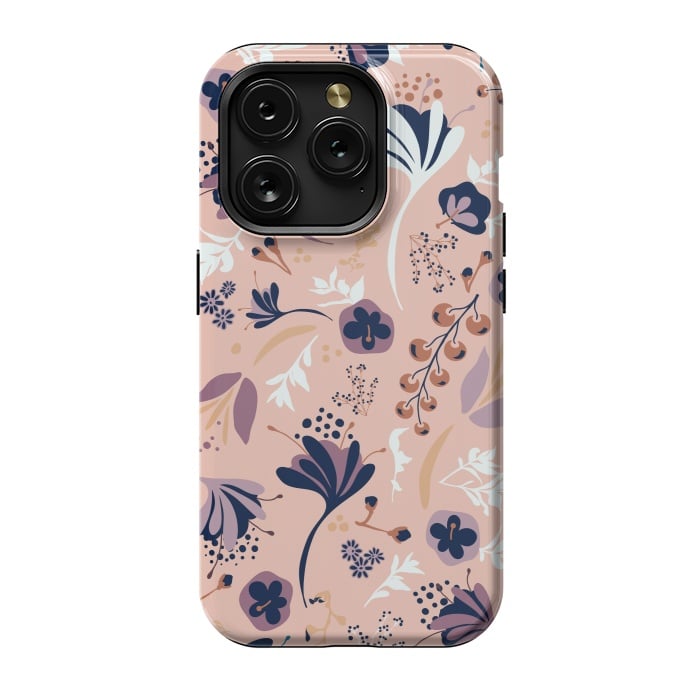 iPhone 15 Pro StrongFit Beautiful Blooms on Salmon Pink by Paula Ohreen