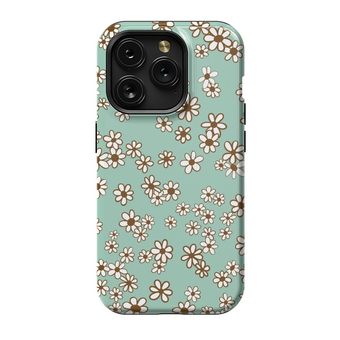 iPhone 15 Pro StrongFit Ditsy Daisies on Blue by Paula Ohreen