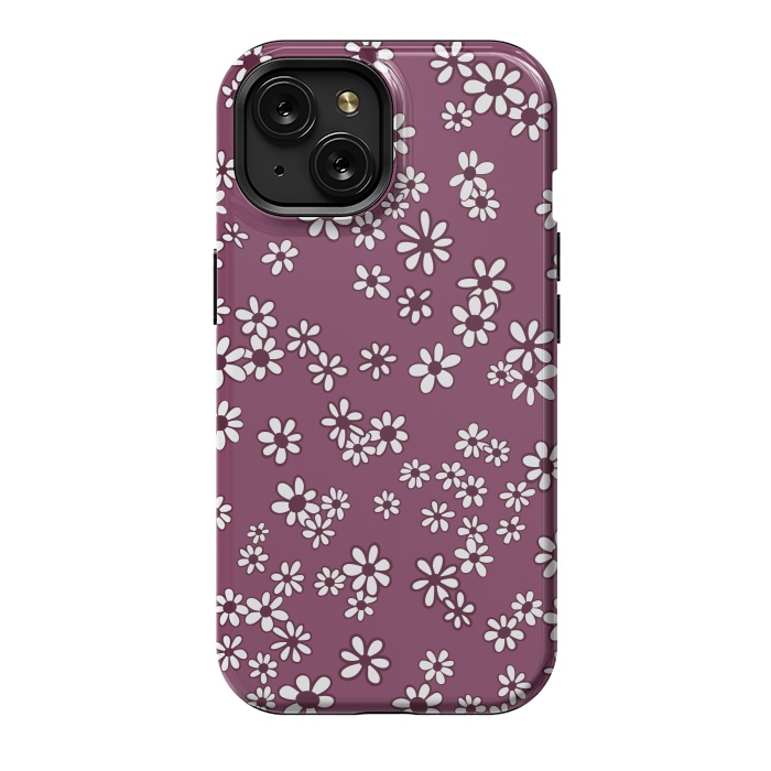 iPhone 15 StrongFit Ditsy Daisies on Purple by Paula Ohreen