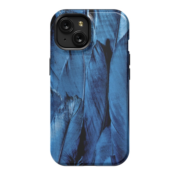 iPhone 15 StrongFit Dark Blue Feathers by Andrea Haase