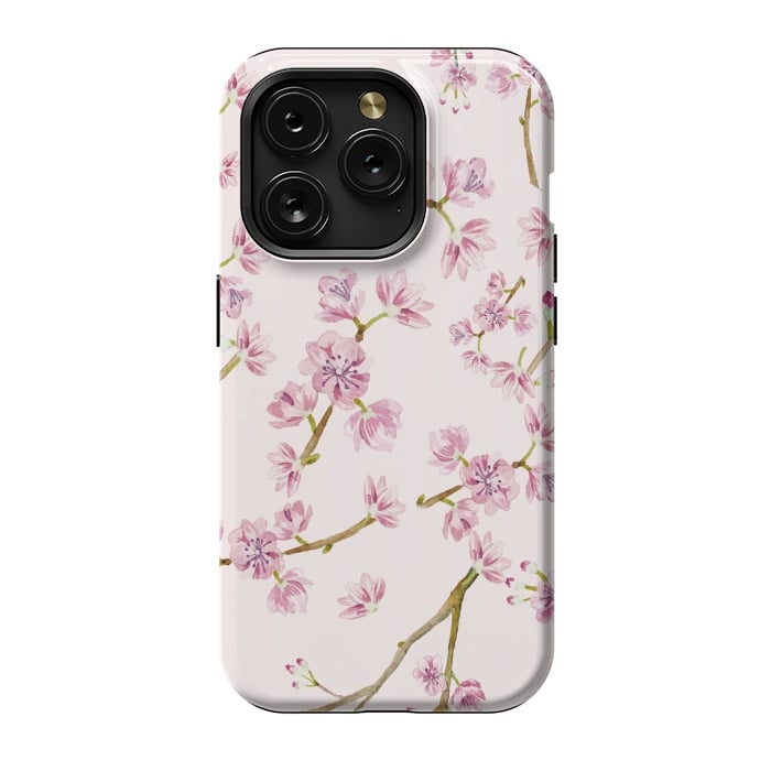 iPhone 15 Pro StrongFit Pink Spring Cherry Blossom Pattern by  Utart