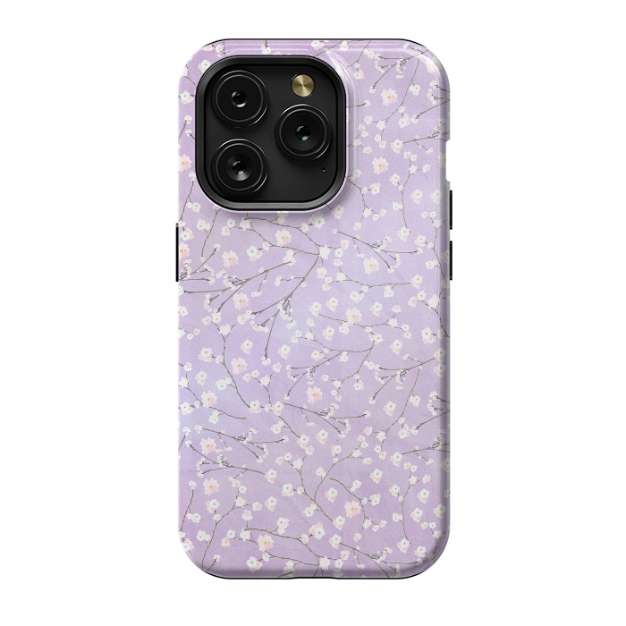iPhone 15 Pro StrongFit Purple Watercolor Spring Cherry Blossom Pattern by  Utart