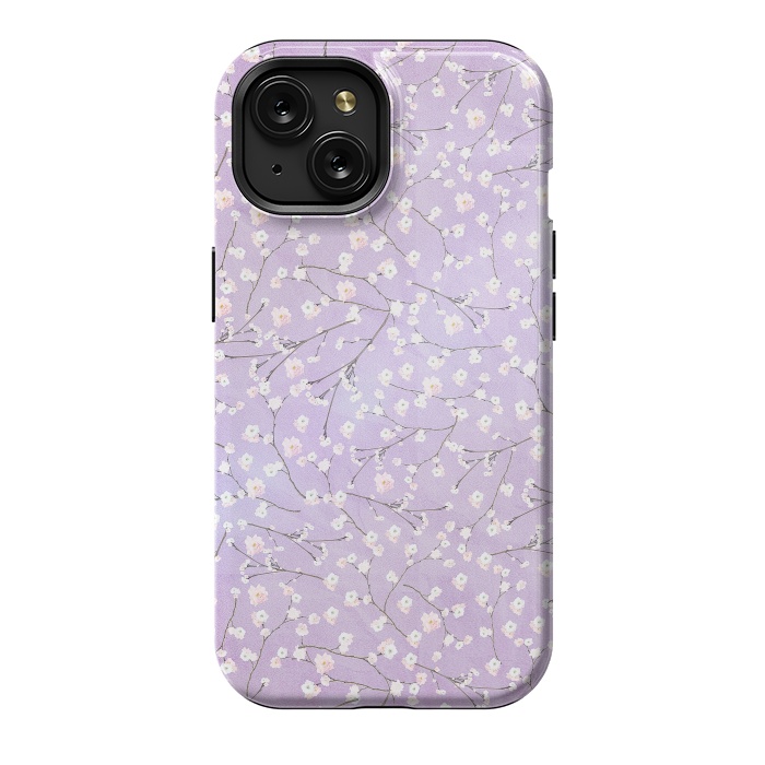 iPhone 15 StrongFit Purple Watercolor Spring Cherry Blossom Pattern by  Utart