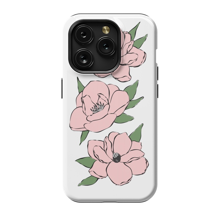iPhone 15 Pro StrongFit Big Pink Flowers by Martina