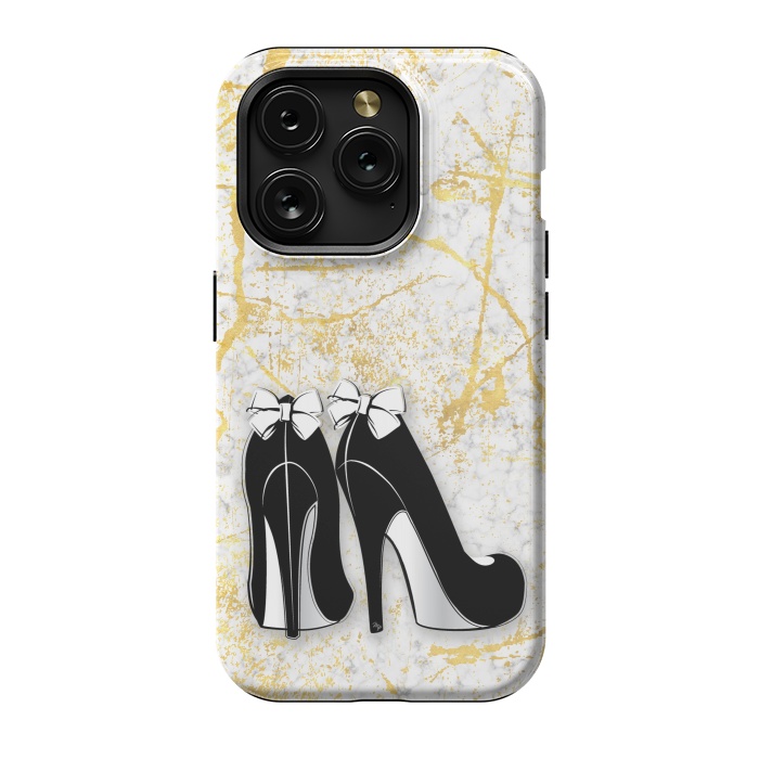 iPhone 15 Pro StrongFit Luxury Golden Marble Heels by Martina