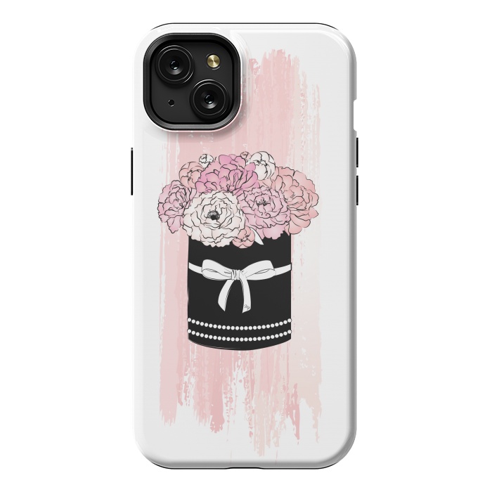 iPhone 15 Plus StrongFit Flower Box with pink Peonies by Martina