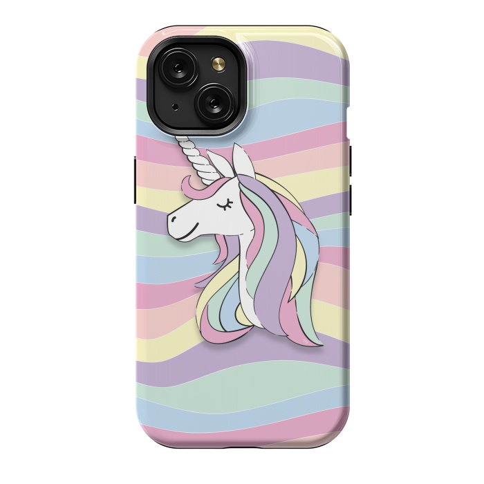 iPhone 15 StrongFit Cute Rainbow Unicorn by Martina