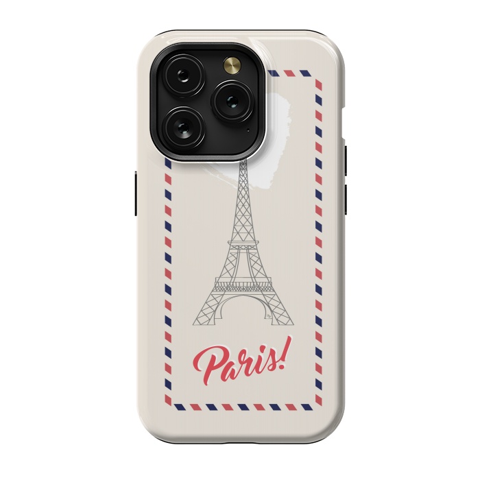 iPhone 15 Pro StrongFit Vintage envelope Eiffel Tower in Paris by Martina