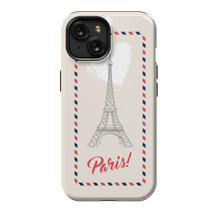 iPhone 15 StrongFit Vintage envelope Eiffel Tower in Paris by Martina