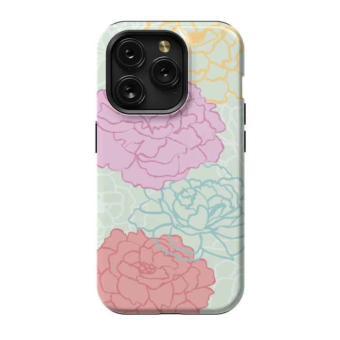 iPhone 15 Pro StrongFit Pretty pastel peonies by Martina