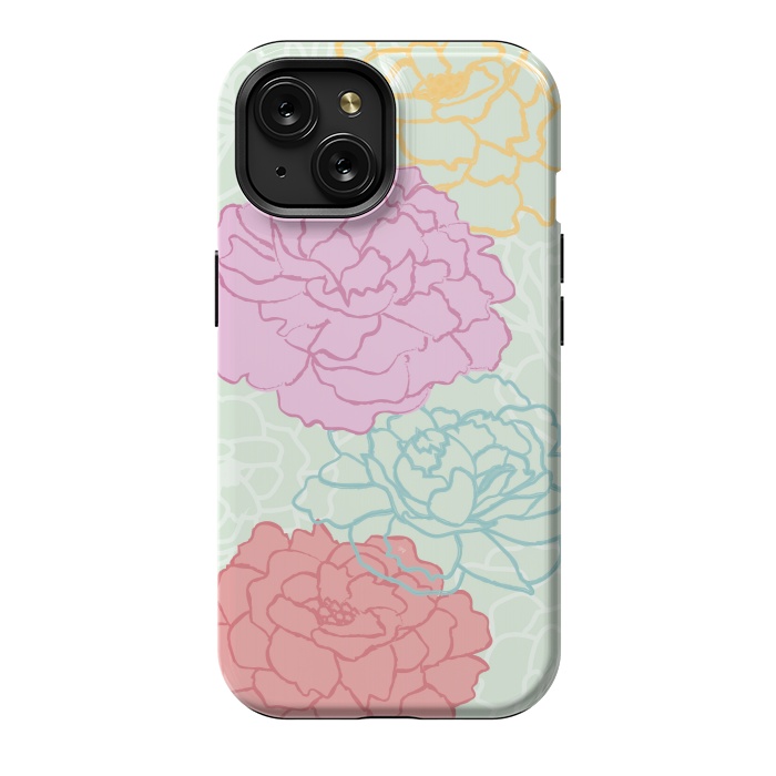 iPhone 15 StrongFit Pretty pastel peonies by Martina