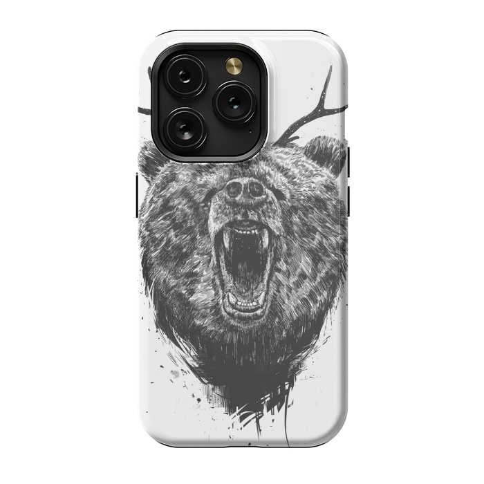 iPhone 15 Pro StrongFit Angry bear with antlers by Balazs Solti
