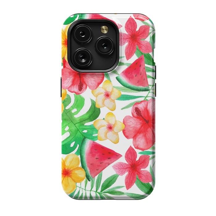 iPhone 15 Pro StrongFit Aloha Tropical Hibiscus and Melon Pattern by  Utart