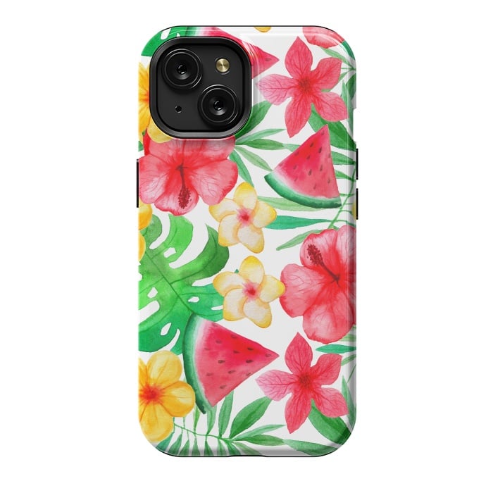 iPhone 15 StrongFit Aloha Tropical Hibiscus and Melon Pattern by  Utart