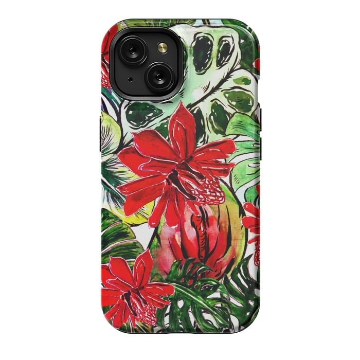 iPhone 15 StrongFit Aloha Tropical Passiflora Jungle by  Utart