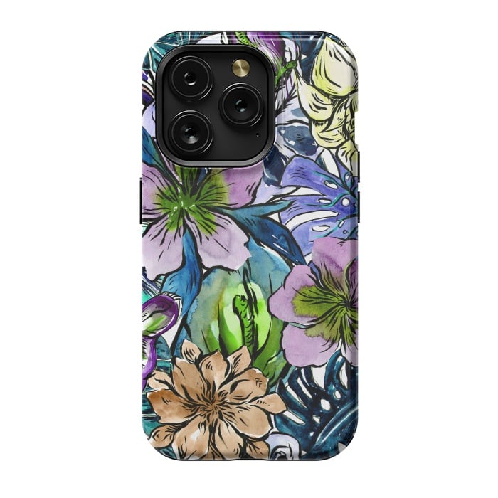 iPhone 15 Pro StrongFit Purple Aloha Hibiscus Tropical Flower Pattern by  Utart