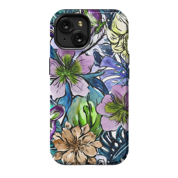 iPhone 15 StrongFit Purple Aloha Hibiscus Tropical Flower Pattern by  Utart