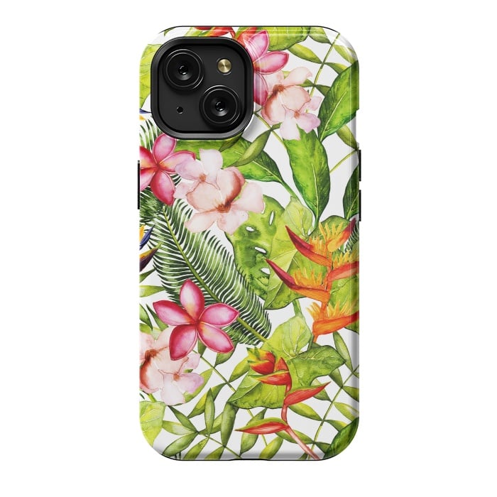 iPhone 15 StrongFit Aloha Tropical Flower Jungle Pattern by  Utart