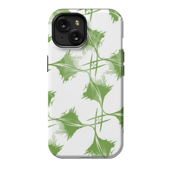 iPhone 15 StrongFit Green Leaves by Creativeaxle