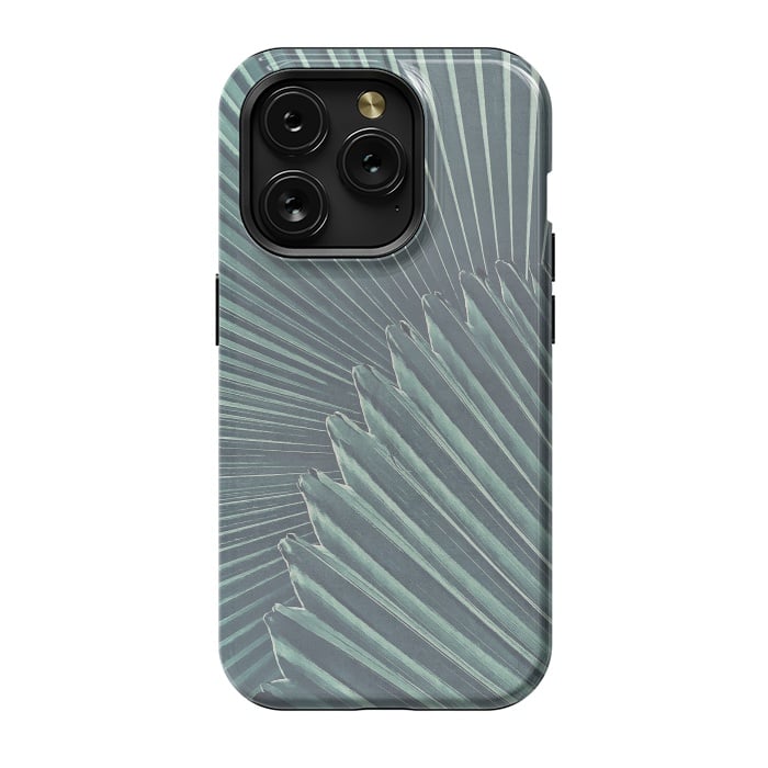 iPhone 15 Pro StrongFit Teal Palm Leaves by Andrea Haase