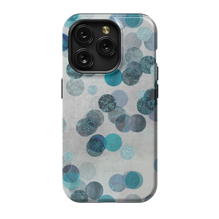 iPhone 15 Pro StrongFit Fancy Faux Glitter Dots In Teal And Turquoise by Andrea Haase