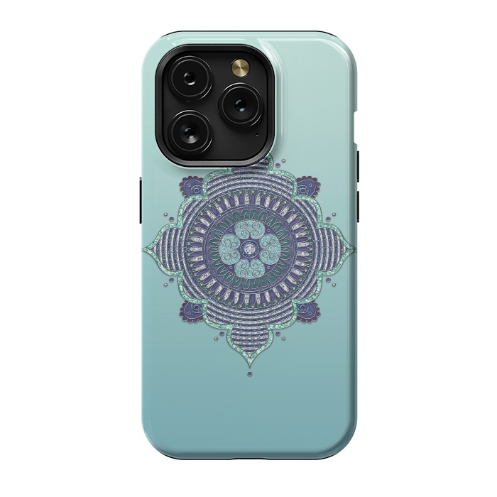 iPhone 15 Pro StrongFit Precious Turquoise Mandala Ornament by Andrea Haase