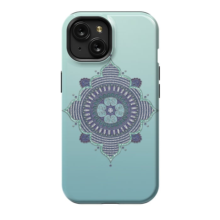 iPhone 15 StrongFit Precious Turquoise Mandala Ornament by Andrea Haase