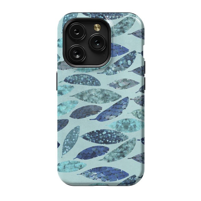 iPhone 15 Pro StrongFit Sparkling Mermaid Feathers Blue And Teal by Andrea Haase