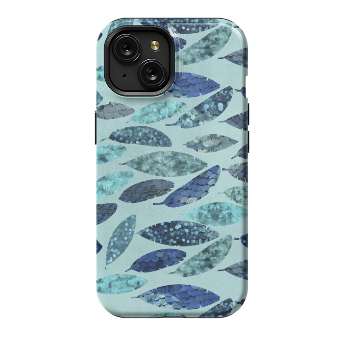 iPhone 15 StrongFit Sparkling Mermaid Feathers Blue And Teal by Andrea Haase