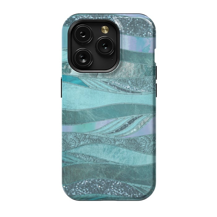 iPhone 15 Pro StrongFit Glamorous Waves Of Turquoise and Teal 2 by Andrea Haase