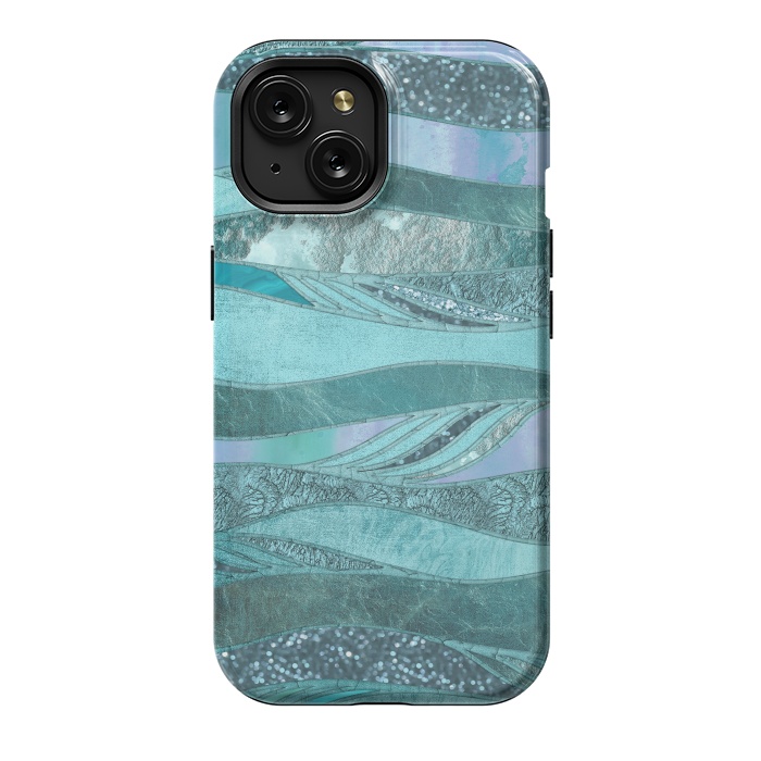 iPhone 15 StrongFit Glamorous Waves Of Turquoise and Teal 2 by Andrea Haase