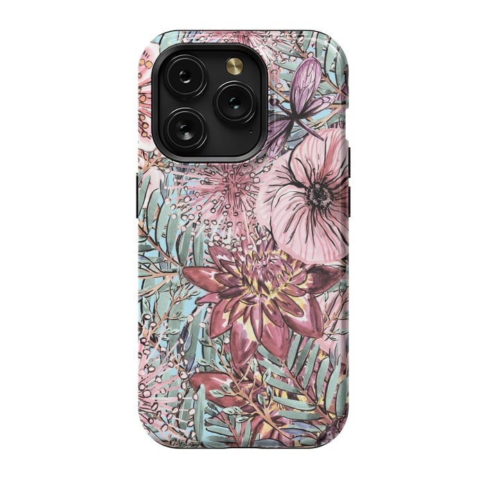 iPhone 15 Pro StrongFit Tropical Vintage Flower Pattern by  Utart