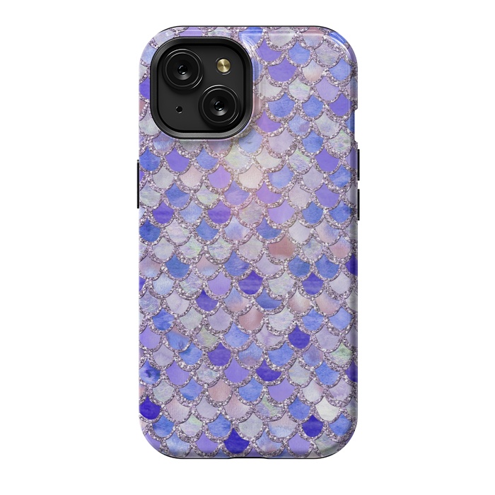 iPhone 15 StrongFit Purple hand drawn mermaid scales by  Utart