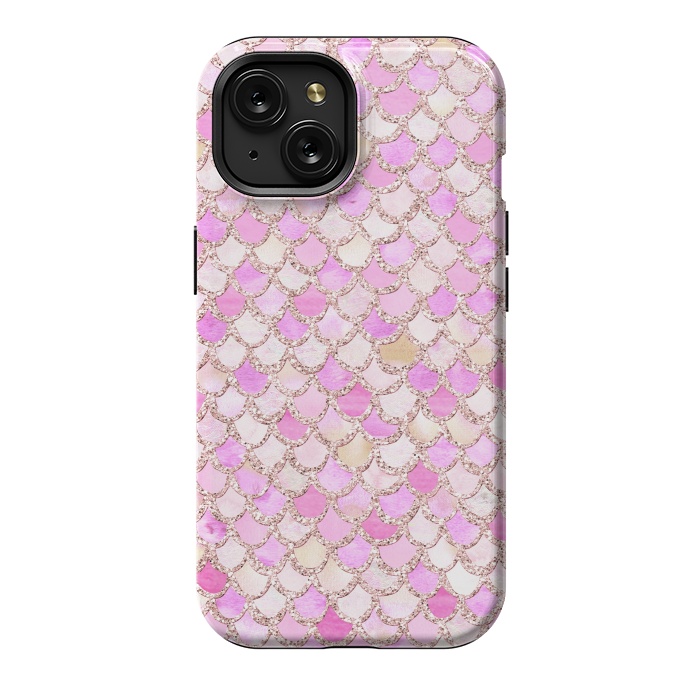 iPhone 15 StrongFit Light Pink hand drawn mermaid scales by  Utart