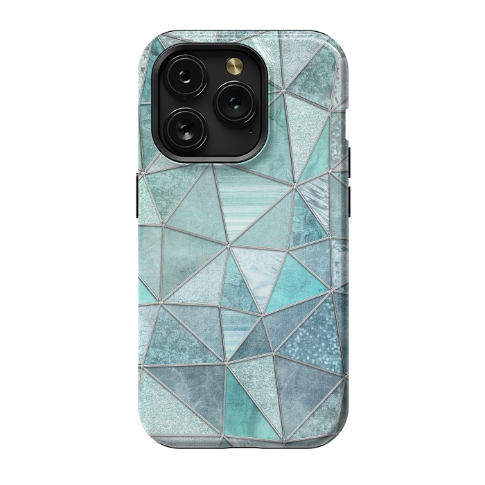 iPhone 15 Pro StrongFit Stained Glass Glamour Teal And Turquoise by Andrea Haase