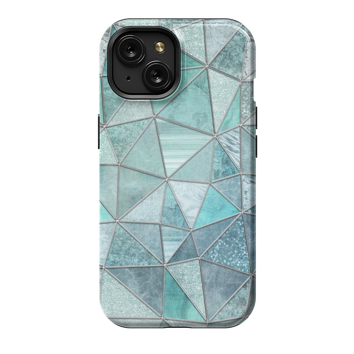 iPhone 15 StrongFit Stained Glass Glamour Teal And Turquoise by Andrea Haase