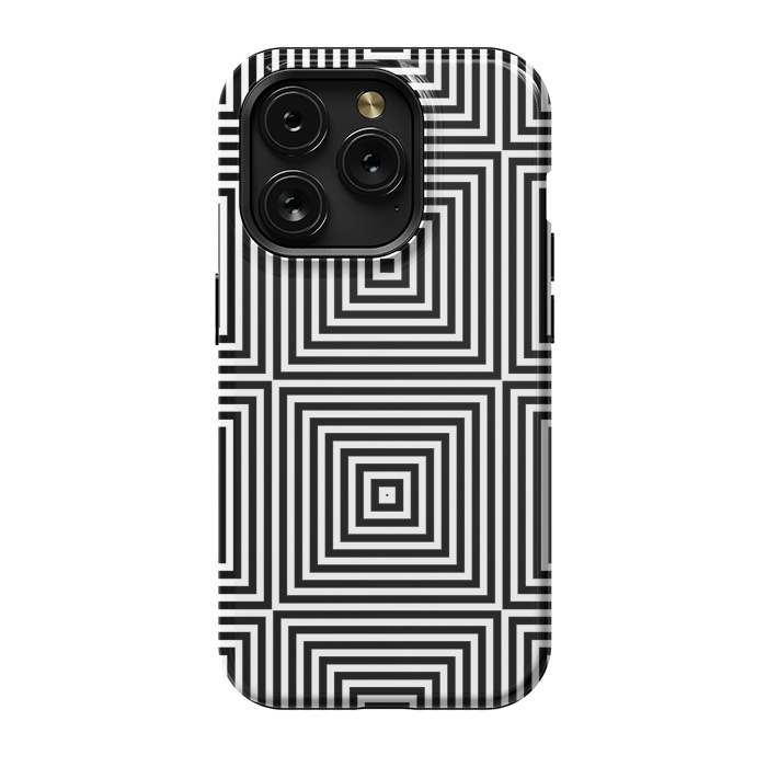 iPhone 15 Pro StrongFit Optical Illusion Black And White Squares by Andrea Haase