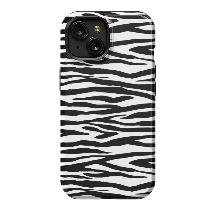 iPhone 15 StrongFit Zebra Stripes Black And White 2 by Andrea Haase