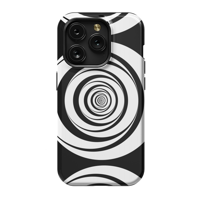 iPhone 15 Pro StrongFit Concentric Circles Pop-Art Black White 2 by Andrea Haase